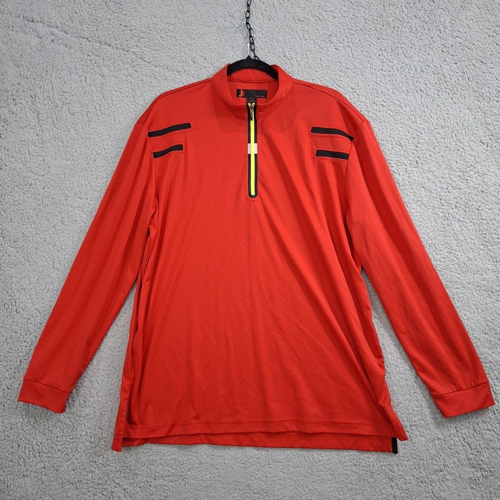 Jamie Sadock Golf Pullover Womens L Red Quarter Zip Long Sleeve Athletic Top